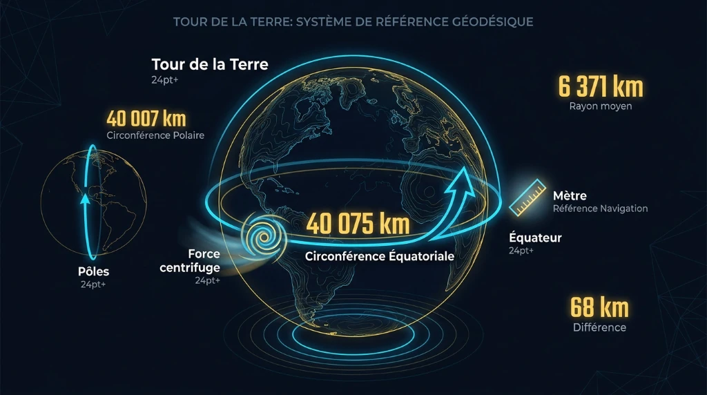 tour de la Terre : circonférence et rayon